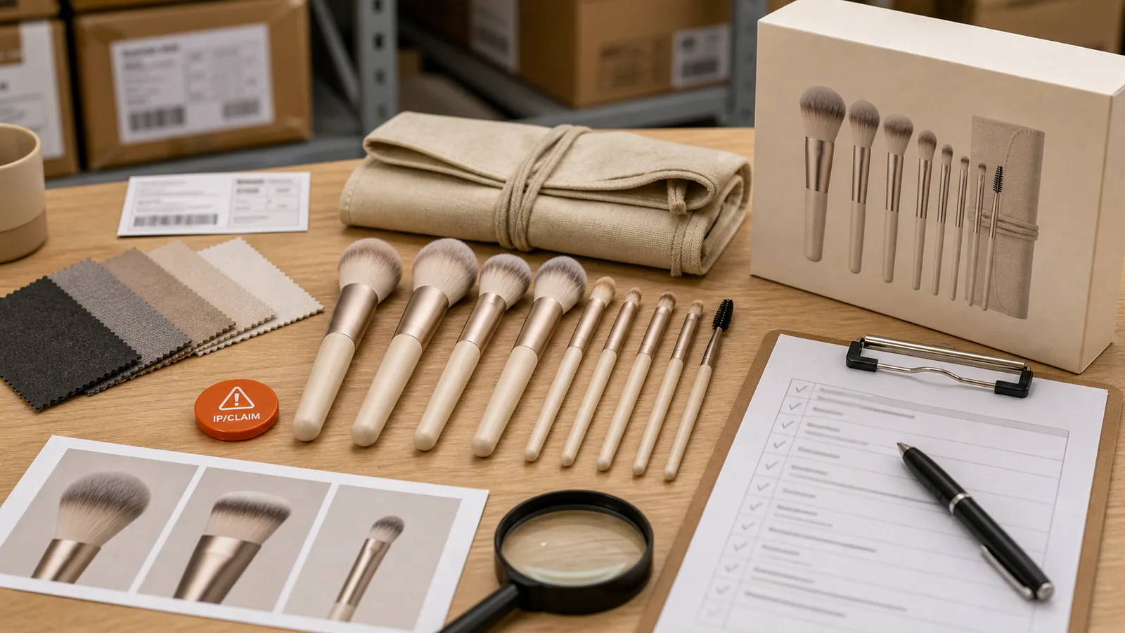 Makeup brush set compliance review teardown workspace